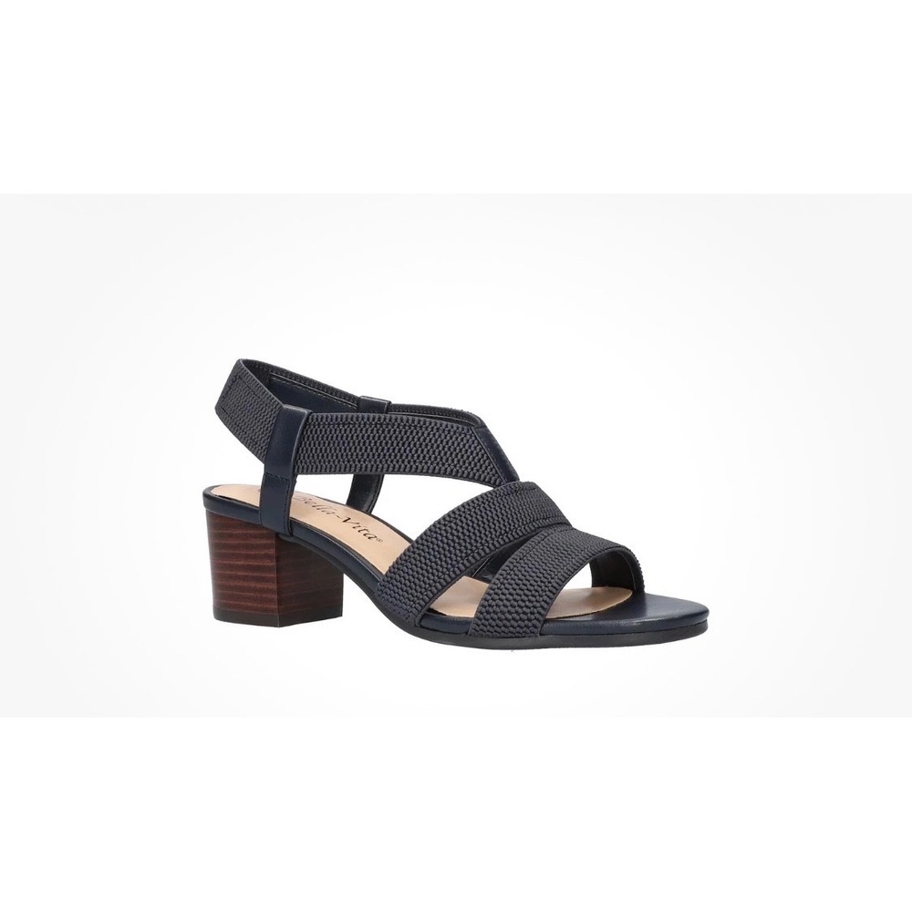 Vita Black‎ Elastic Strappy Block Heel Slingback Sandals Women Size 12 NEW